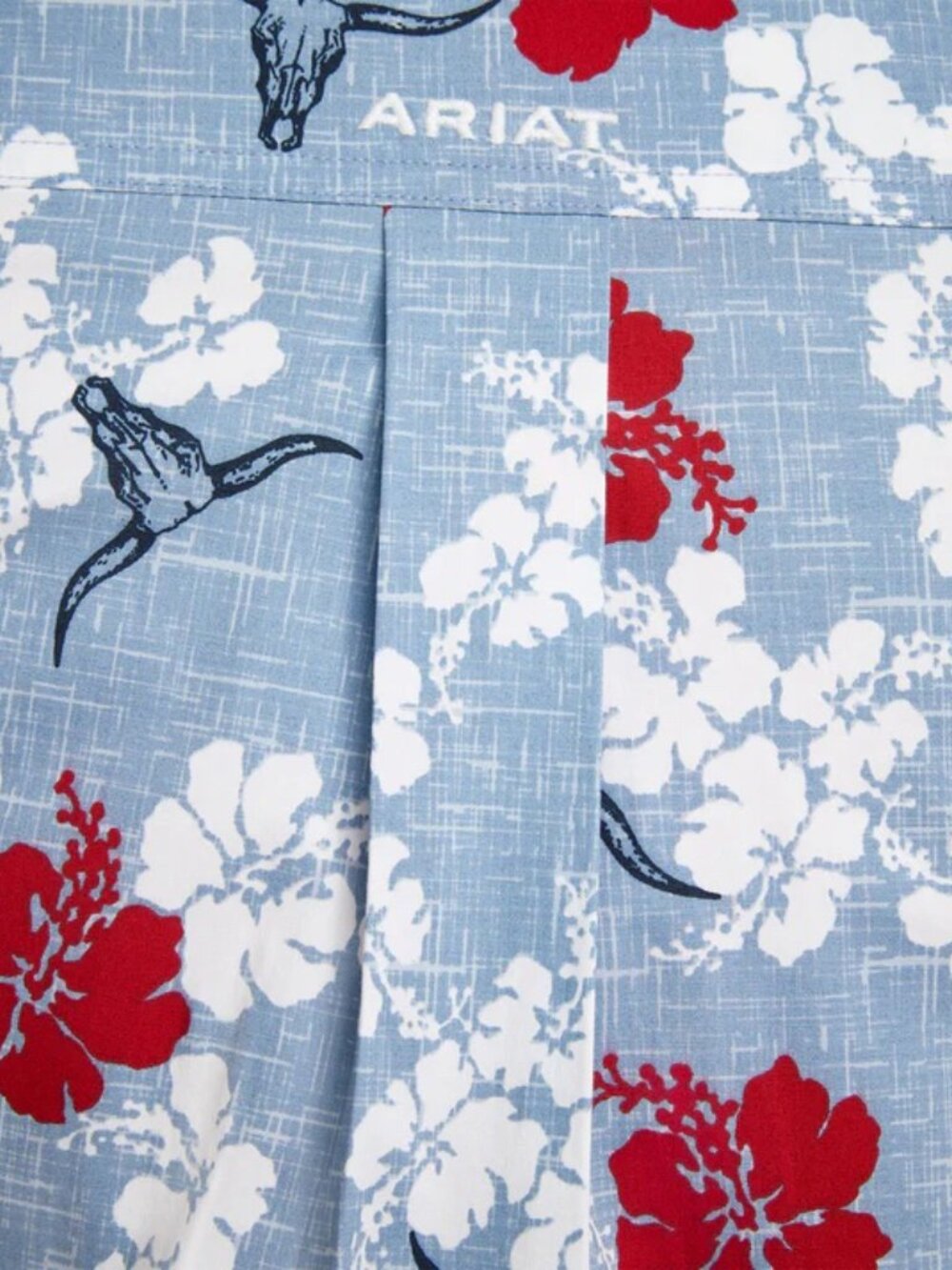 ARIAT WESTERN ALOHA BLUE & RED FLORAL LONG SLEEVE SHIRT MENS XL - Picture 7 of 13